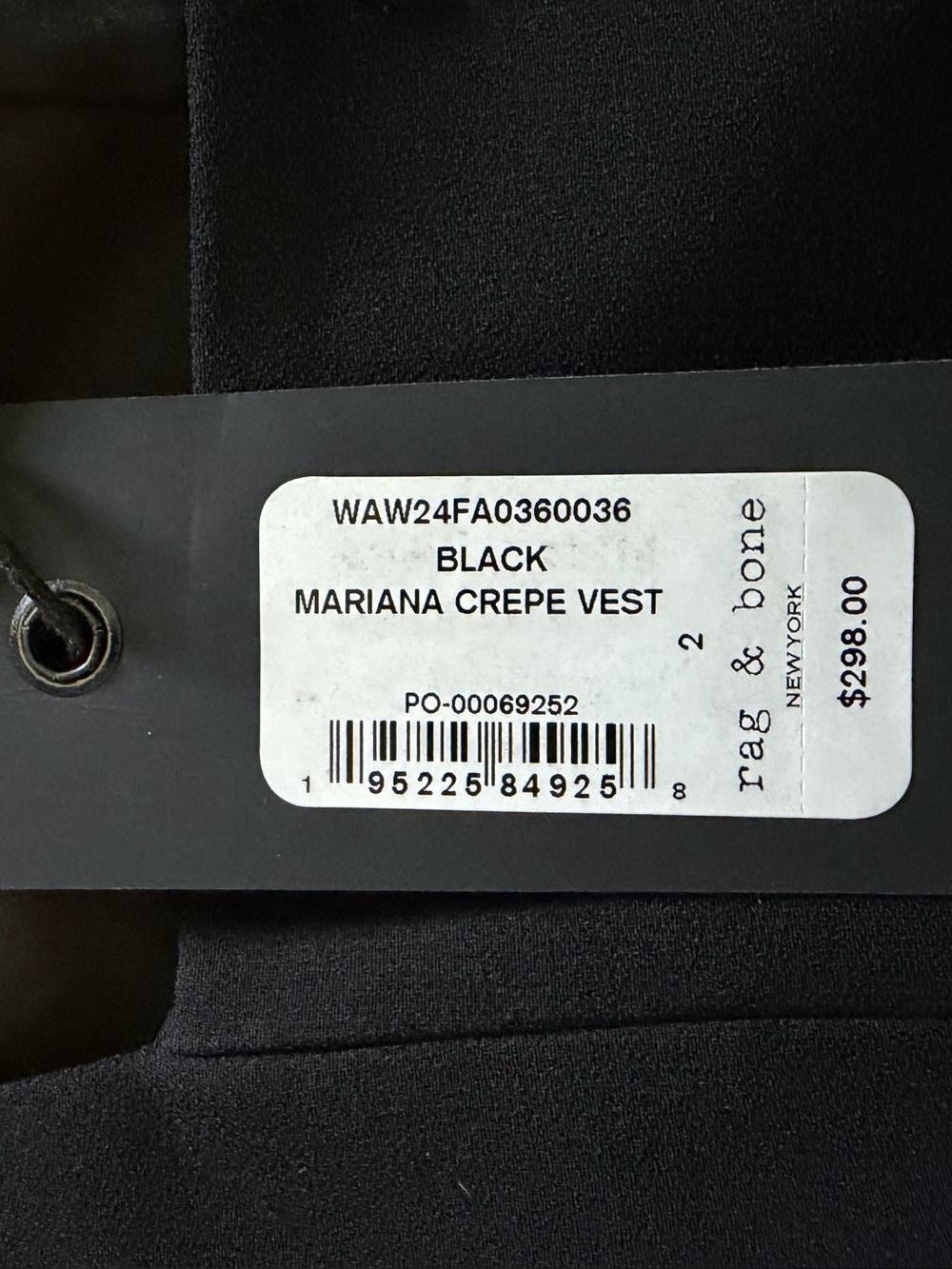 Rag & Bone Women’s Black Mariana Crepe Vest Size 2 NWT - Picture 8 of 13
